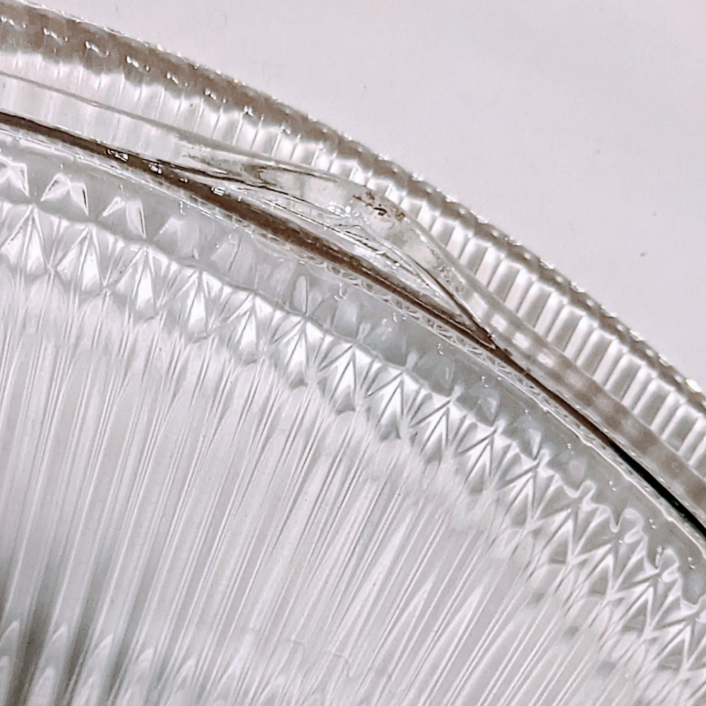 Vtg Depression Glass Cake Platter Plate Jeanette Glass Anniversary Clear 12.5" - Picture 4 of 7